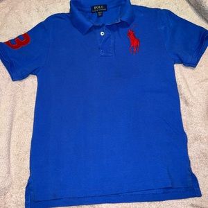 Ralph Lauren Polo shirt, Royal blue w/red number/symbol
